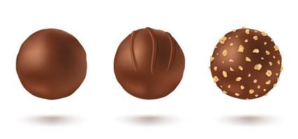 Vector set chocolate candies in realistic style.