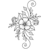 conjunto de diferentes flor línea en blanco antecedentes. flores dibujo con arte lineal en blanco antecedentes. vector