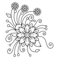 conjunto de diferentes flor línea en blanco antecedentes. flores dibujo con arte lineal en blanco antecedentes. vector