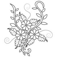 conjunto de diferentes flor línea en blanco antecedentes. flores dibujo con arte lineal en blanco antecedentes. vector