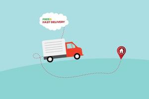 Fast and free delivery logo with delivery truck vector