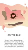 Abstract creative coffee backgrounds with copy space for text and hand draw icon heart cup of coffee. Concept for coffee shop house, cafe with pink modern liquid background. Template for website, app. vector