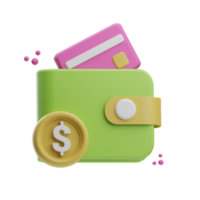 Finanzas y negocio, billetera débito dólar, 3d icono ilustración png