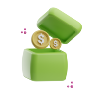 Finanzen und Geschäft, Spende Box Dollar Münze, 3d Symbol Illustration png