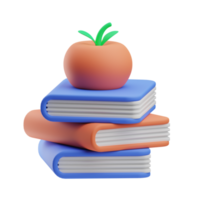 uppkopplad utbildning bok med äpple 3d illustration utrustning png