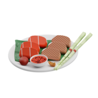 asiático comida sashimi 3d ilustración png