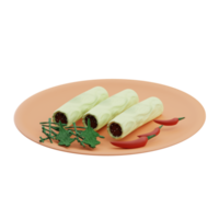 asiatique nourriture riz Rouleaux avec porc 3d illustration png