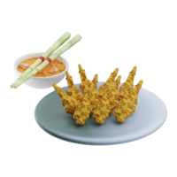 asiatico cibo tempura 3d illustrazione png