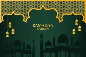 Ramadan kareem banner illustration luxury shiny islamic ornament vector