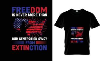 libertad es nunca...independencia día t camisa diseño vector