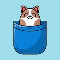 Cute hamster in the pocket. Vector illustration in flat style.