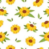 Cute sunflowers seamless pattern. Sunflowers bouquet, wreath, floral. vector