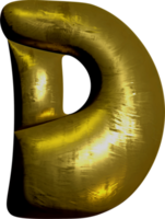 Shiny gold balloon metallic letter D capital. png