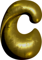 Shiny gold balloon metallic letter C capital. png