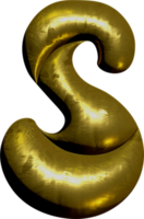 Shiny gold balloon metallic letter S capital. png