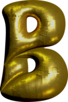 Shiny gold balloon metallic letter B capital. png
