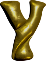 Shiny gold balloon metallic letter Y capital. png