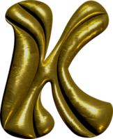 Shiny gold balloon metallic letter K capital. png