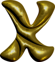 Shiny gold balloon metallic letter X capital. png