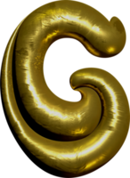 Shiny gold balloon metallic letter G capital. png