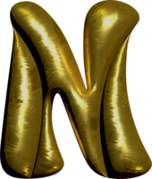 Shiny gold balloon metallic letter N capital. png