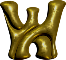 Shiny gold balloon metallic letter W capital. png