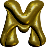 Shiny gold balloon metallic letter M capital. png