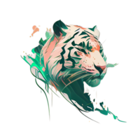 Tiger Logo, einfach und bunt Illustration, transparent Hintergrund, ai generiert png