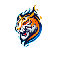 tijger logo, gemakkelijk en kleurrijk illustratie, transparant achtergrond, ai gegenereerd png