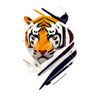 Tiger Logo, einfach und bunt Illustration, transparent Hintergrund, ai generiert png