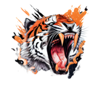 tiger logotyp, enkel och färgrik illustration, transparent bakgrund, ai genererad png