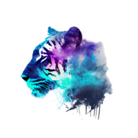 Tiger Logo, einfach und bunt Illustration, transparent Hintergrund, ai generiert png