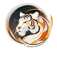 tigre logo, semplice e colorato illustrazione, trasparente sfondo, ai generato png