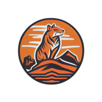 Tiger logo, simple and colorful illustration, transparent background, png