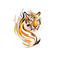 tigre logotipo, simples e colorida ilustração, transparente fundo, ai gerado png