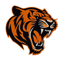 Tiger Logo, einfach und bunt Illustration, transparent Hintergrund, ai generiert png