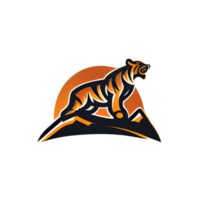 tiger logotyp, enkel och färgrik illustration, transparent bakgrund, ai genererad png