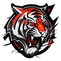 Tiger Logo, einfach und bunt Illustration, transparent Hintergrund, ai generiert png