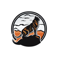 Tiger logo, simple and colorful illustration, transparent background, png