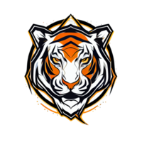 Tigre logo, sencillo y vistoso ilustración, transparente fondo, ai generado png