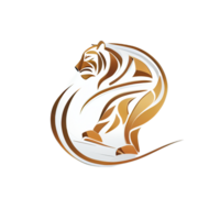 Tiger logo, simple and colorful illustration, transparent background, png