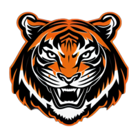 Tiger Logo, einfach und bunt Illustration, transparent Hintergrund, ai generiert png
