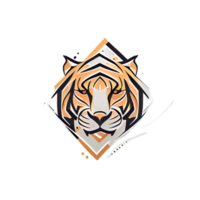 Tiger logo, simple and colorful illustration, transparent background, png