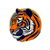 Tigre logo, sencillo y vistoso ilustración, transparente fondo, ai generado png