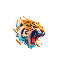 Tigre logo, sencillo y vistoso ilustración, transparente fondo, ai generado png