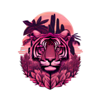 Tiger Logo, einfach und bunt Illustration, transparent Hintergrund, ai generiert png