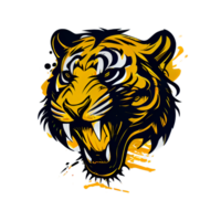 tiger logotyp, enkel och färgrik illustration, transparent bakgrund, ai genererad png