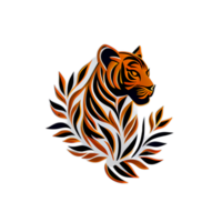 Tigre logo, sencillo y vistoso ilustración, transparente fondo, ai generado png