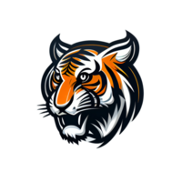 Tiger logo, simple and colorful illustration, transparent background, png