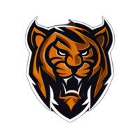 Tiger logo, simple and colorful illustration, transparent background, png